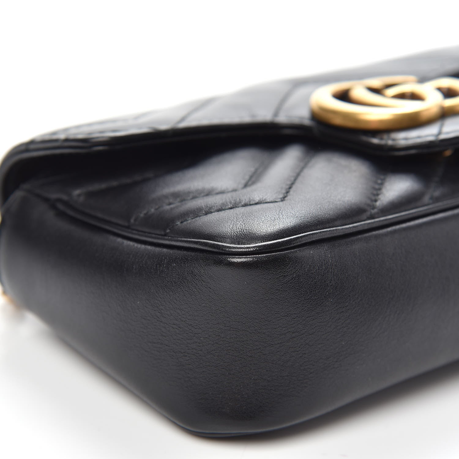 Gucci Calfskin Matelasse Super Mini GG Marmont Shoulder Bag Black 9 of 12