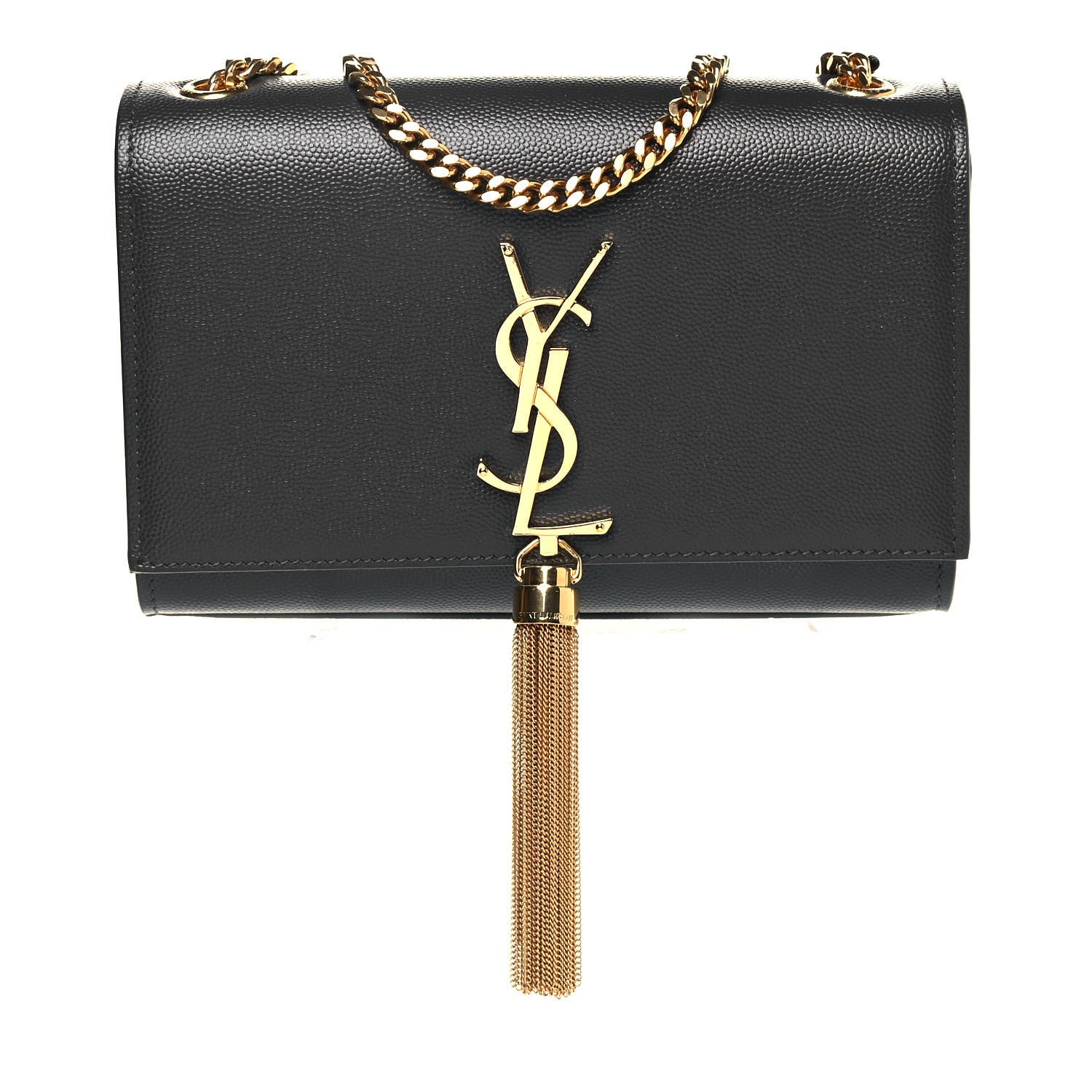 Saint Laurent Grain De Poudre Small Classic Monogram Kate Tassel Satchel Dark Smog 1 of 10
