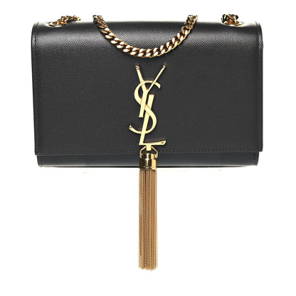 Saint Laurent Grain De Poudre Small Classic Monogram Kate Tassel Satchel Dark Smog 1 of 10