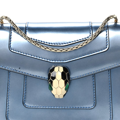 Bulgari Metallic Calfskin Small Serpenti Forever Snake Strap Crossbody Bag Blue 8 of 11