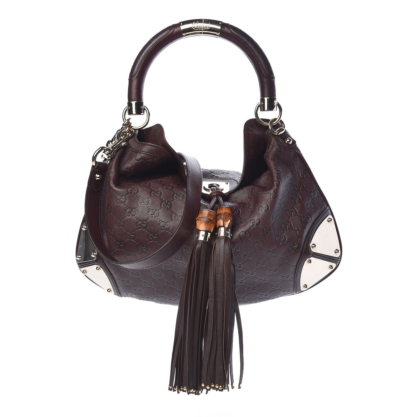Guccissima Medium Indy Top Handle Hobo Dark Brown