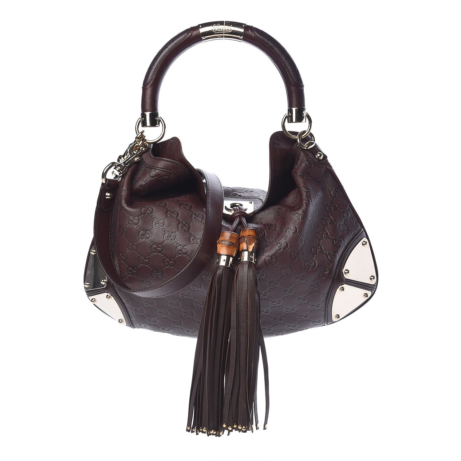 Gucci Guccissima Medium Indy Top Handle Hobo Dark Brown 1 of 10