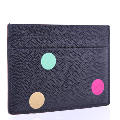 Saint Laurent Grain De Poudre Polka-Dot Monogram Credit Card Case Black 3 of 8