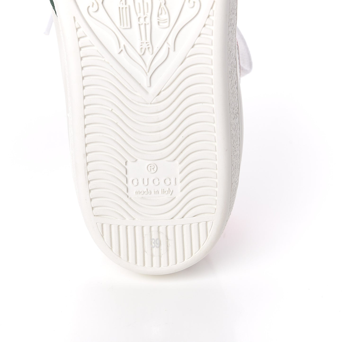 Calfskin Web Heart Embroidered Womens Ace Sneakers 38 White