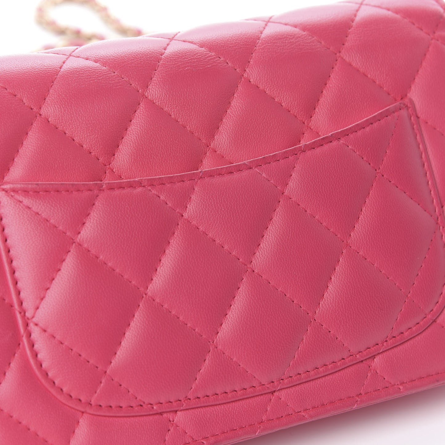 Lambskin Quilted Wallet On Chain WOC Pink