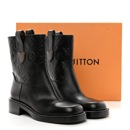 Louis Vuitton Calfskin Monogram Downtown Ankle Boots 36 Black 9 of 9