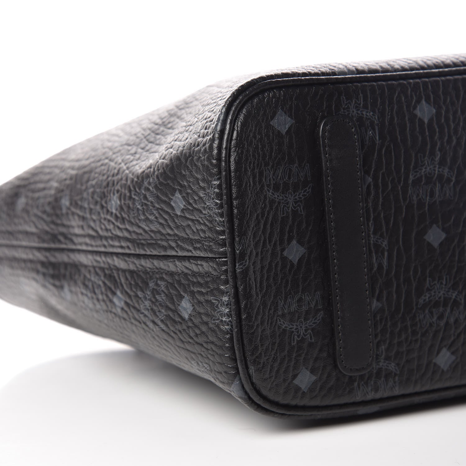 MCM Visetos Medium Anya Zip Top Shopper Tote Black 6 of 9