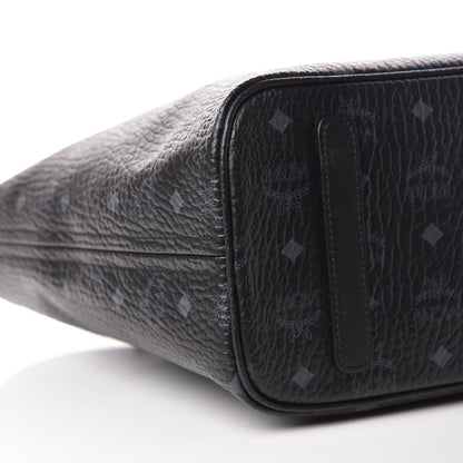 MCM Visetos Medium Anya Zip Top Shopper Tote Black 6 of 9