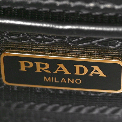 Prada Saffiano Soft Calfskin Metal Triangle Logo Envelope Chain Shoulder Bag Black 6 of 8
