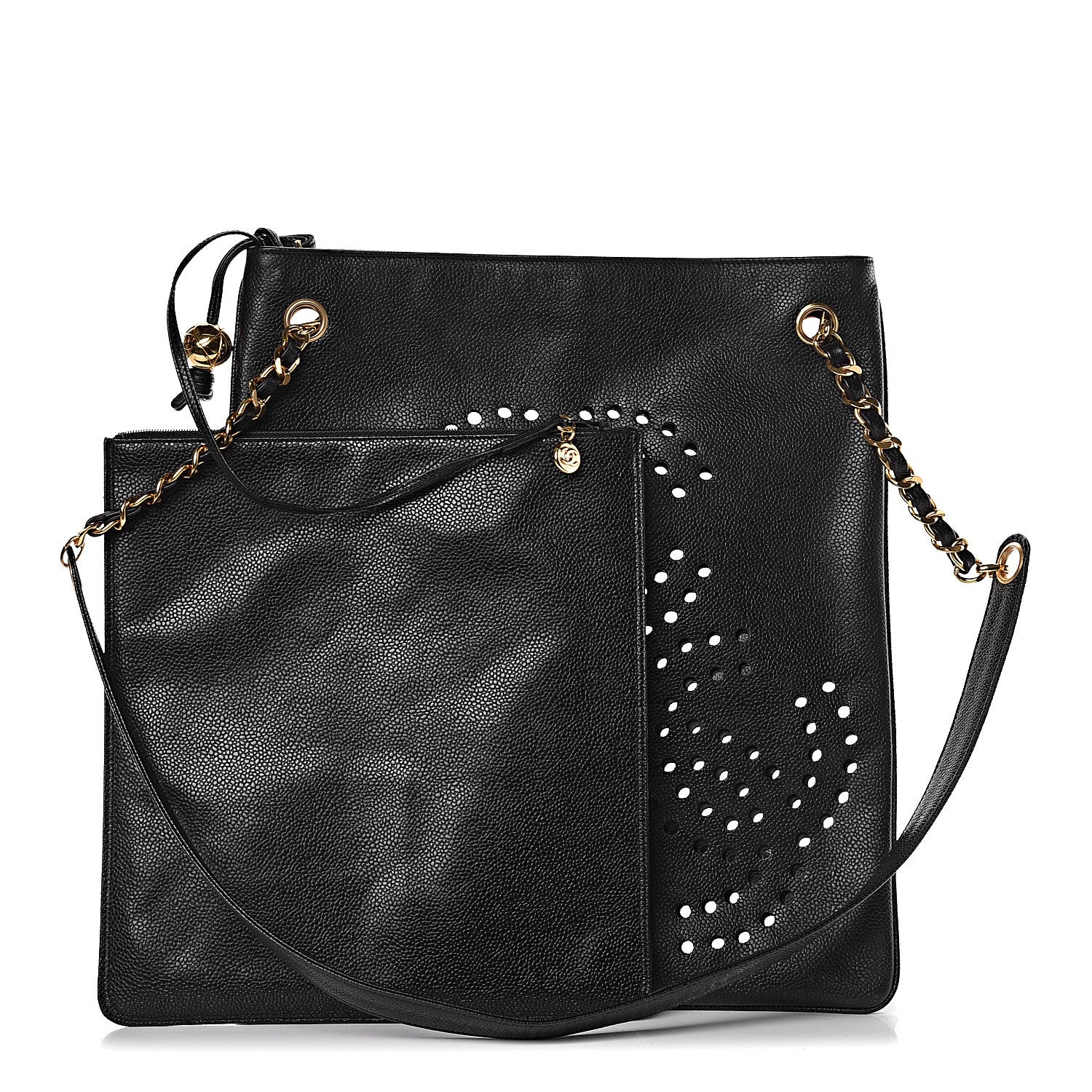 Chanel ドキュメントバッグ Chanel Caviar Perforated CC Tote Black 465328 – FASHIONPHILE