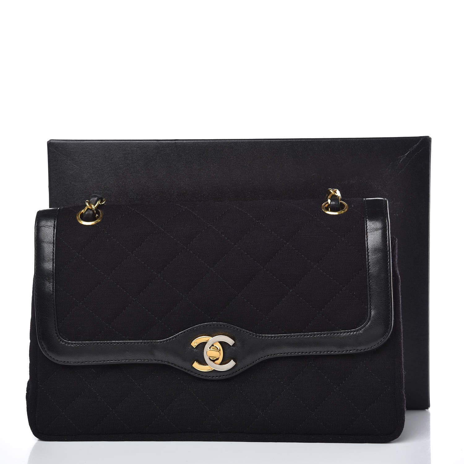 Chanel Lambskin Jersey Quilted Medium Double Flap Black 13 of 13