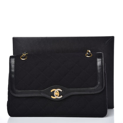 Chanel Lambskin Jersey Quilted Medium Double Flap Black 13 of 13