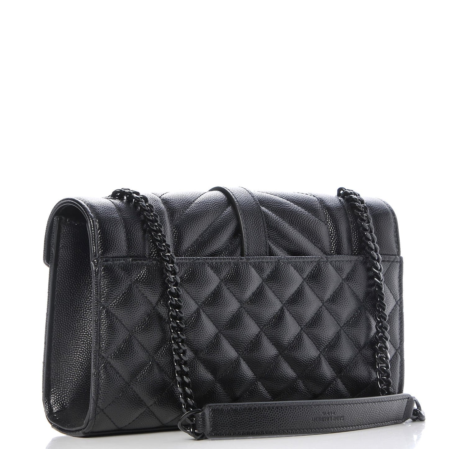 Grain De Poudre Textured Mixed Matelasse Triquilt Small Monogram Satchel Black