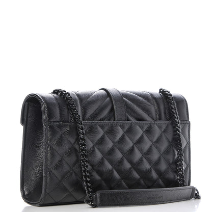 Saint Laurent Grain De Poudre Textured Mixed Matelasse Triquilt Small Monogram Satchel Black 3 of 6