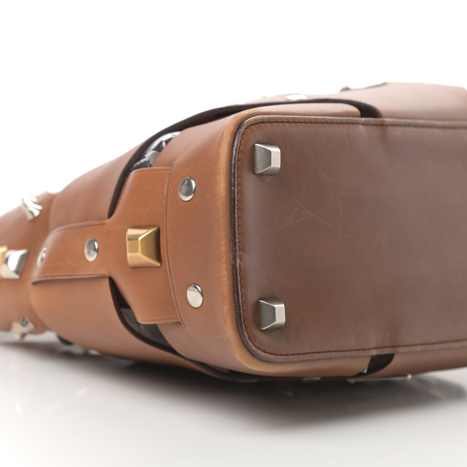 Prada Vitello Studded Cross Shoulder Bag Nocciolo 9 of 15