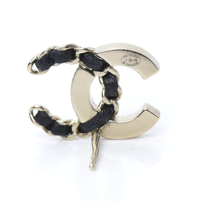 Chanel Crystal Baguette Lambskin Chain CC Vintage Allure Stud Earrings Black Gold 4 of 6