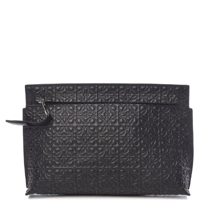 Loewe Calfskin Embossed Medium Repeat T Pouch Black 1 of 10