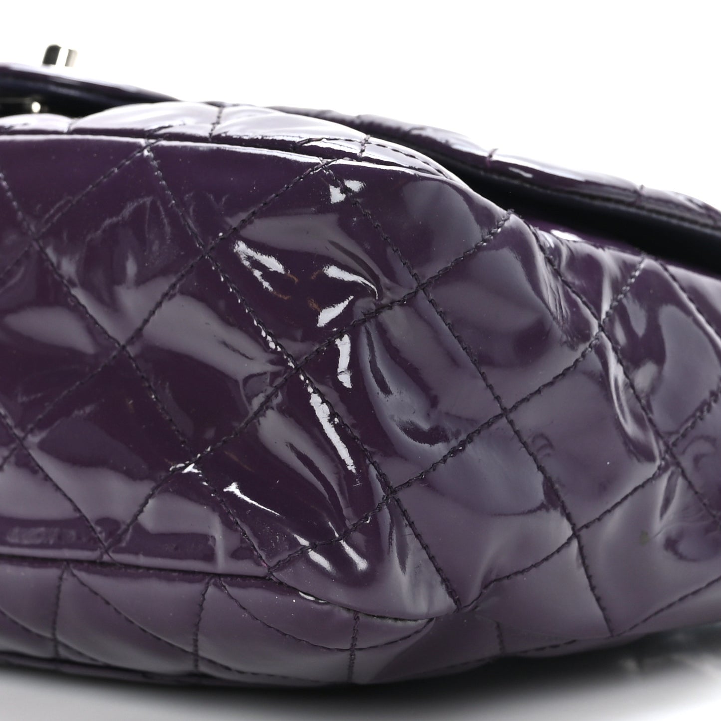 Patent Quilted Jumbo Single Flap Dark Purple