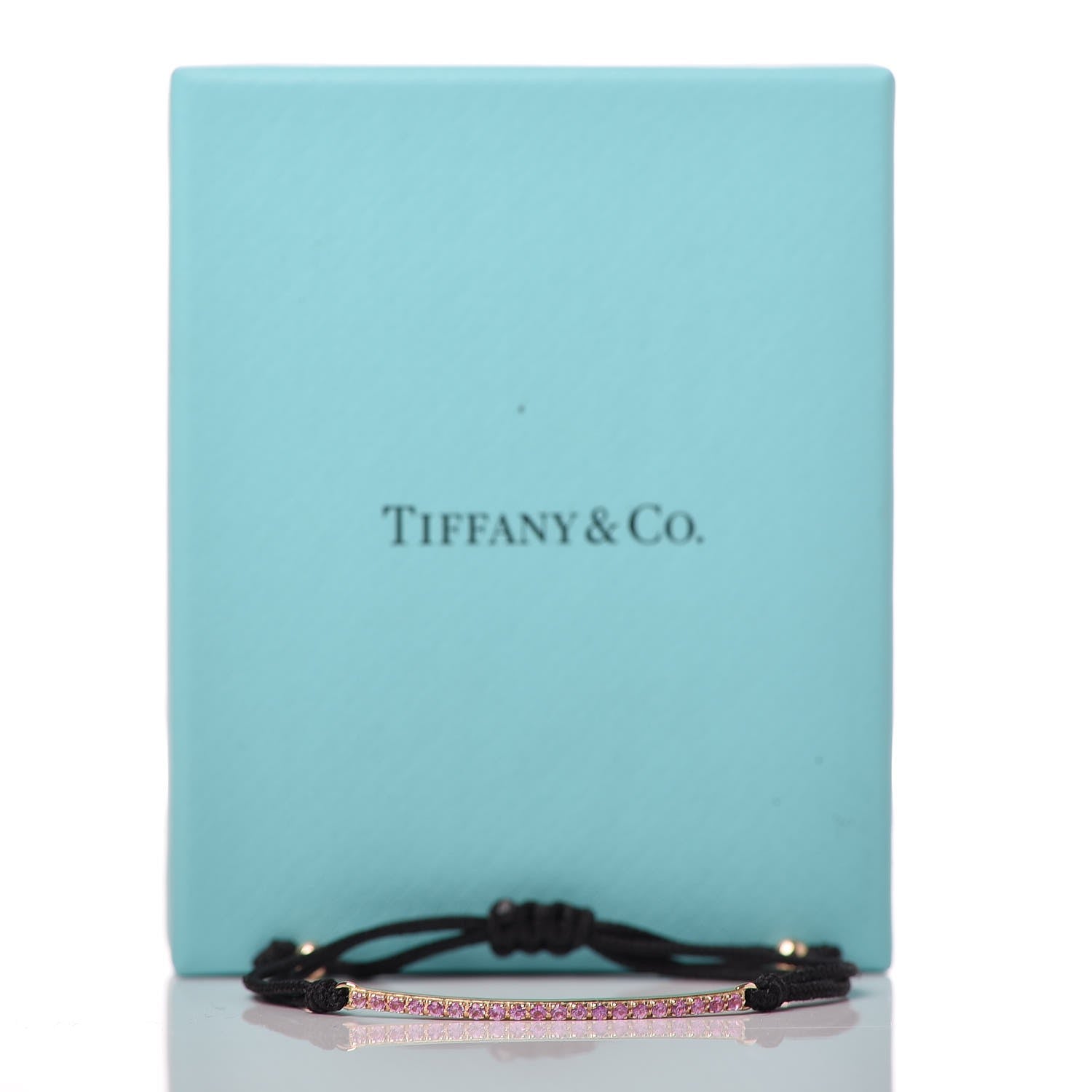 Tiffany 18K Rose Gold Pink Sapphire Metro Bar Cord Bracelet 5 of 5