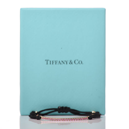 Tiffany 18K Rose Gold Pink Sapphire Metro Bar Cord Bracelet 5 of 5