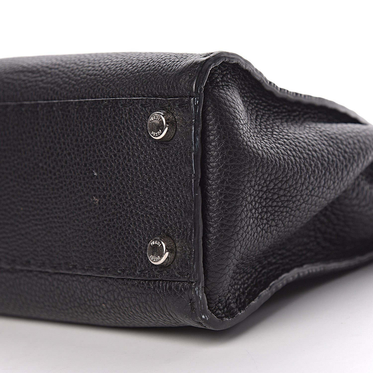 Fendi Cuoio Romano Selleria Bi-Color Medium Peekaboo Iconic Satchel Black Mou 14 of 15