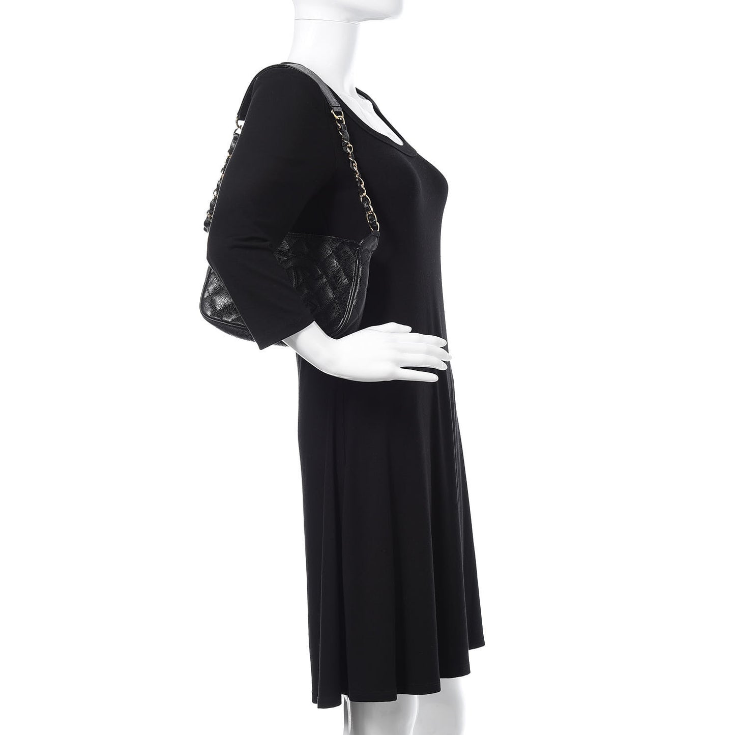Caviar Quilted CC Shoulder Bag Black