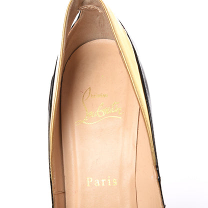 Christian Louboutin Patent Metallic Calfskin Duvette Cutout 120 Pumps 36.5 Black Gold 8 of 22