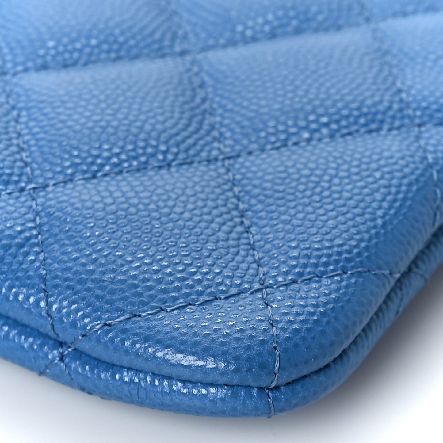 Caviar Quilted Small Cosmetic Case Blue