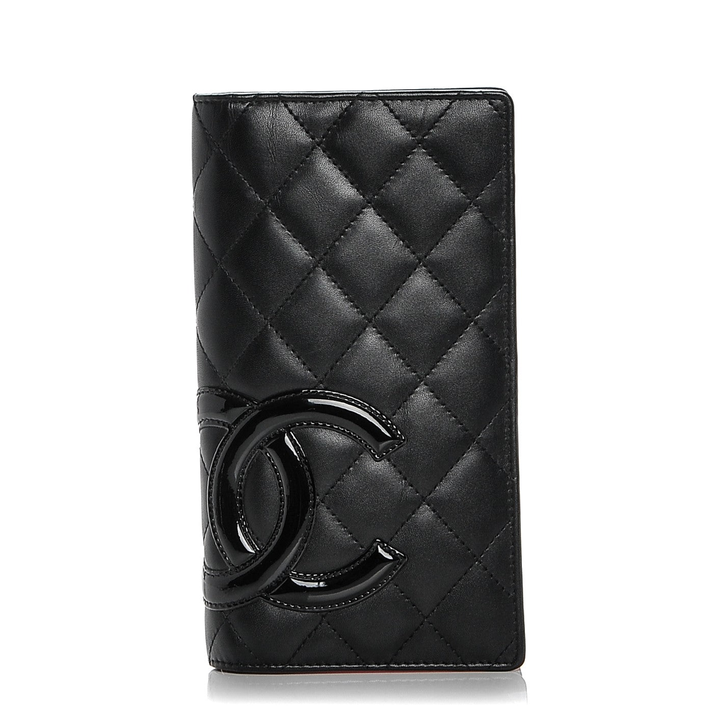 Calfskin Quilted Cambon Yen Wallet Black