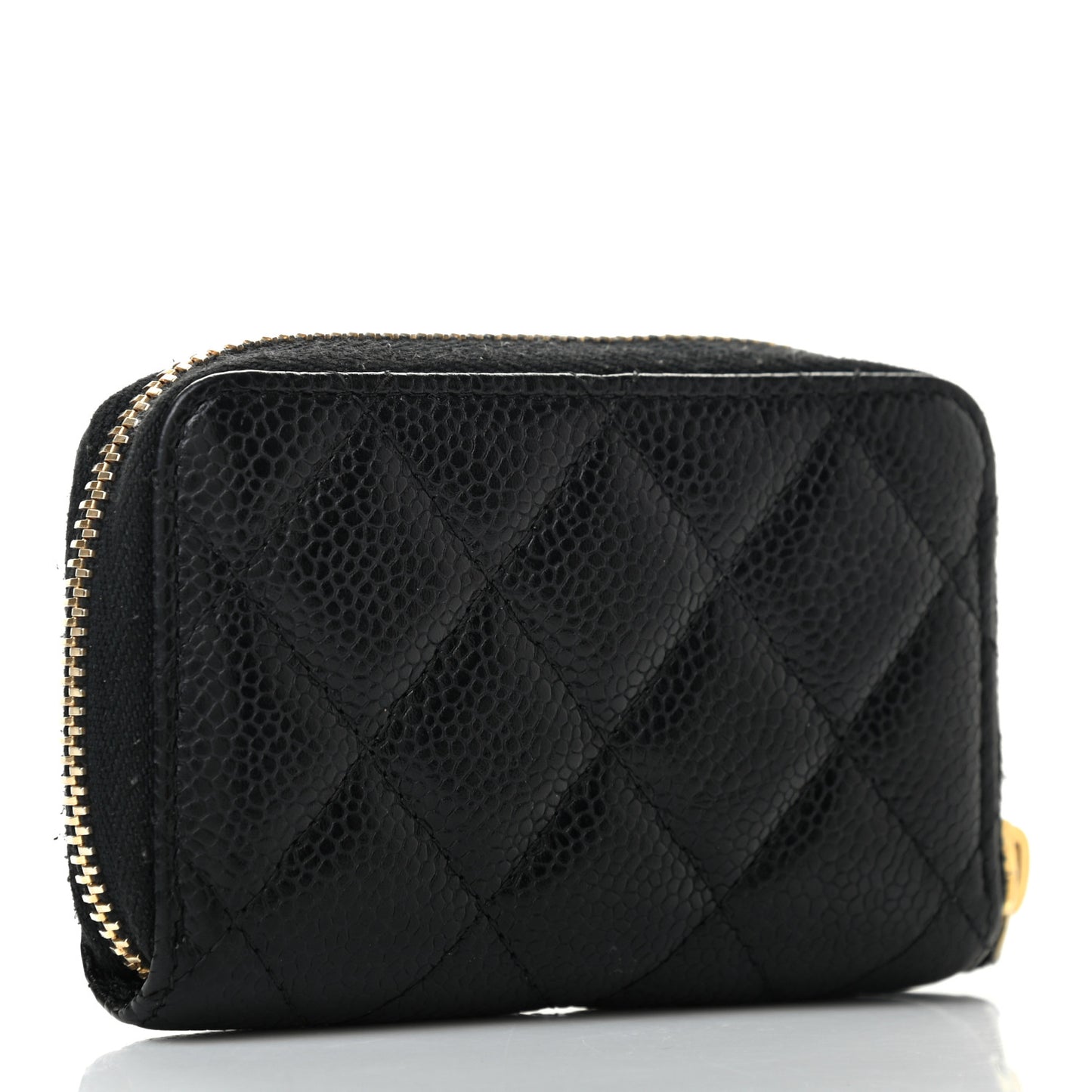 Caviar Quilted Zip Coin Purse Black
