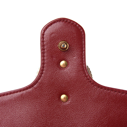 Gucci Vintage Effect Calfskin Matelasse Diagonal Small Torchon GG Marmont Shoulder Bag Black Romantic Cherry 10 of 10