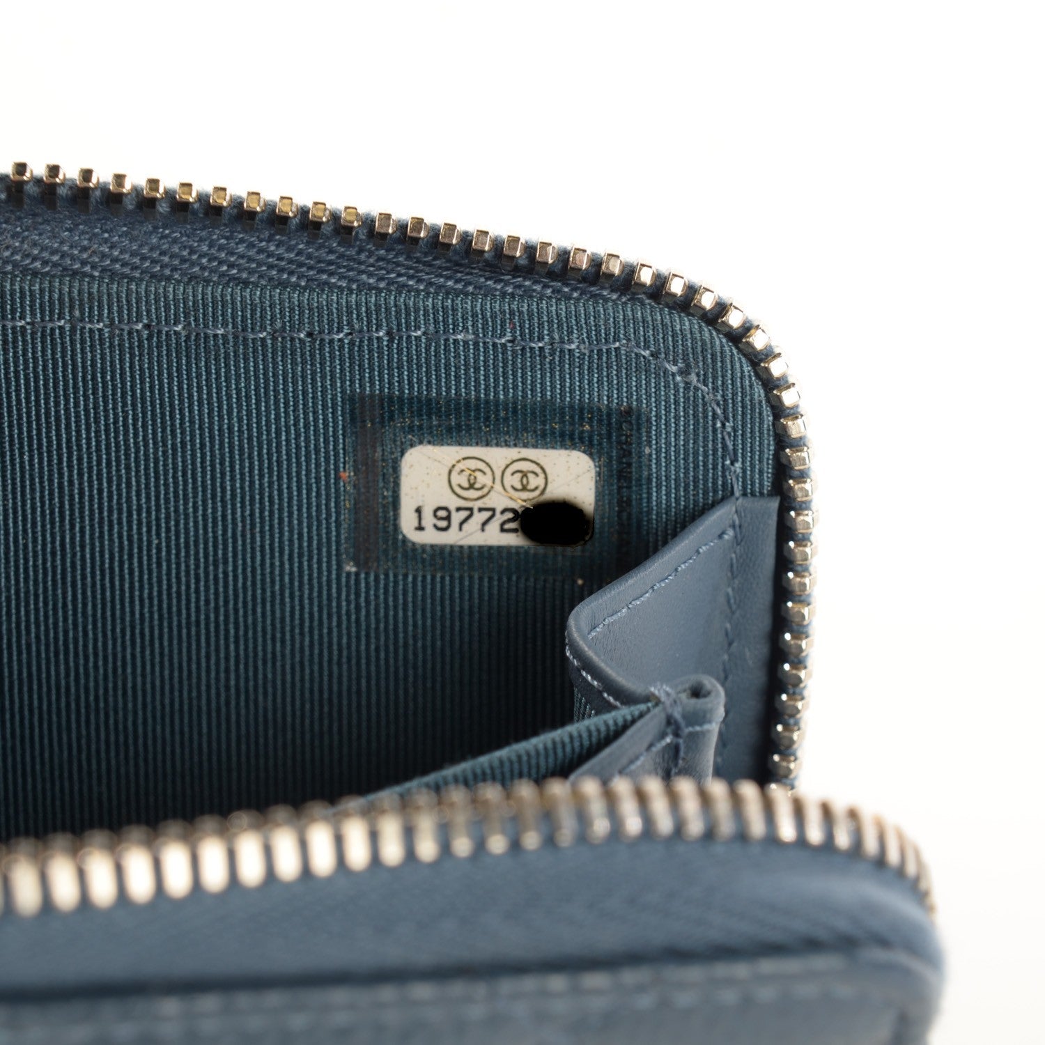 Chanel Caviar Quilted Zip Coin Purse Blue 7 of 7