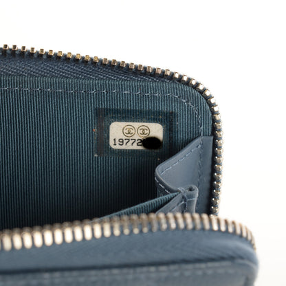 Chanel Caviar Quilted Zip Coin Purse Blue 7 of 7
