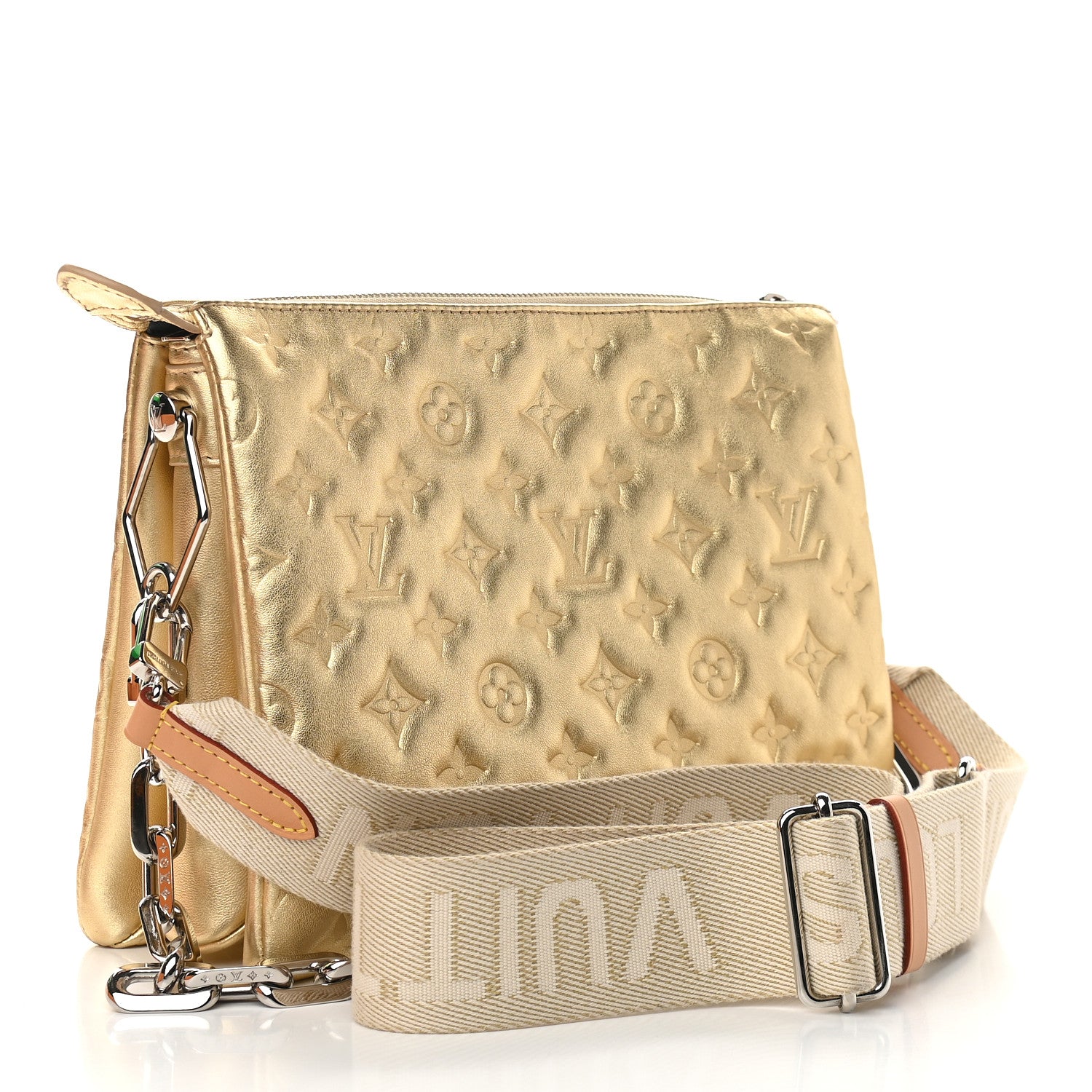Louis Vuitton Lambskin Embossed Monogram Coussin PM Gold 3 of 8