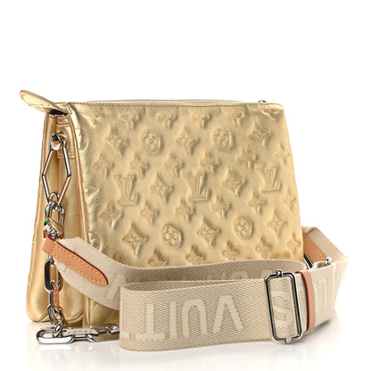 Louis Vuitton Lambskin Embossed Monogram Coussin PM Gold 3 of 8