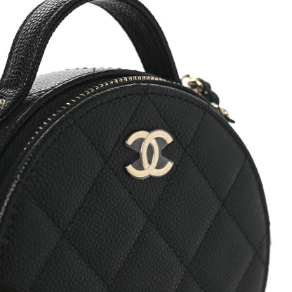 Chanel Caviar Quilted Round Handle With Care Vanity With Chain Black 11 of 12