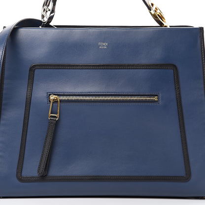 Fendi Vitello Century Opaco F is Fendi Bi-Color Regular Runaway Satchel Blu Scuro 7 of 13