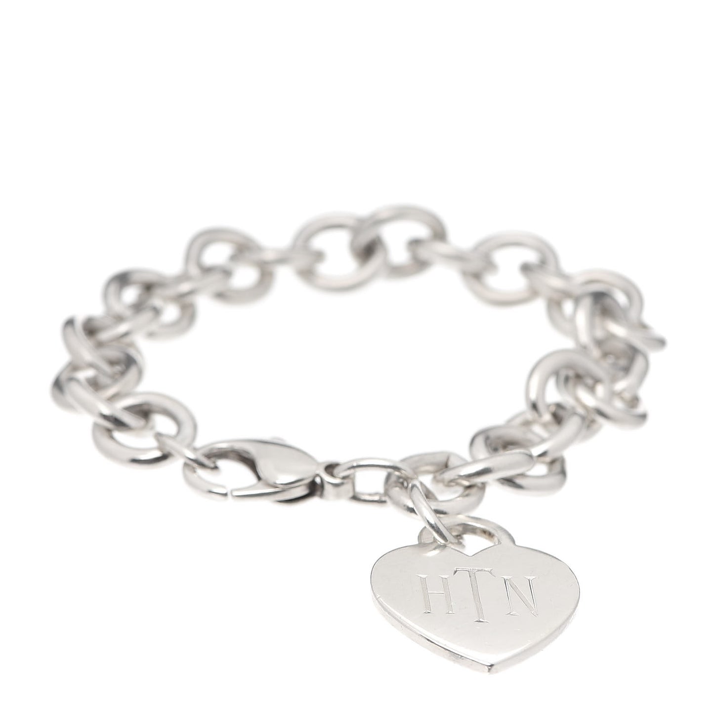 Sterling Silver Heart Tag Charm Bracelet