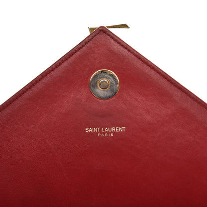 Saint Laurent Lambskin Matelasse Chevron Large Monogram Satchel Red 8 of 18