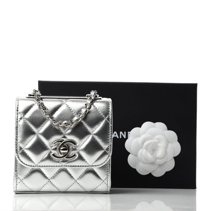 Chanel Metallic Lambskin Quilted Mini Trendy CC Clutch With Chain Silver 11 of 11