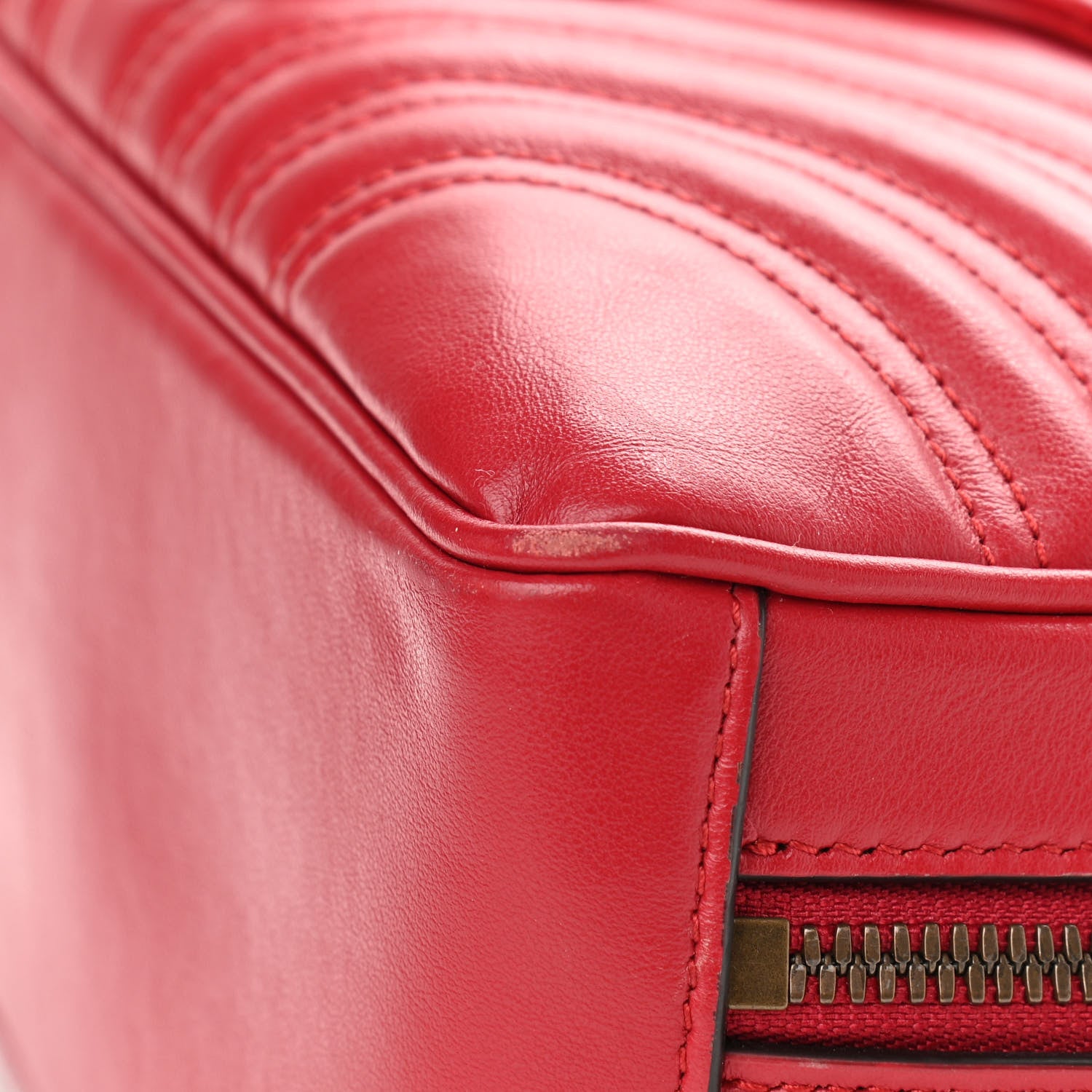 Gucci Calfskin Matelasse Sylvie Web Small GG Marmont Top Handle Shoulder Bag Hibiscus Red 11 of 11