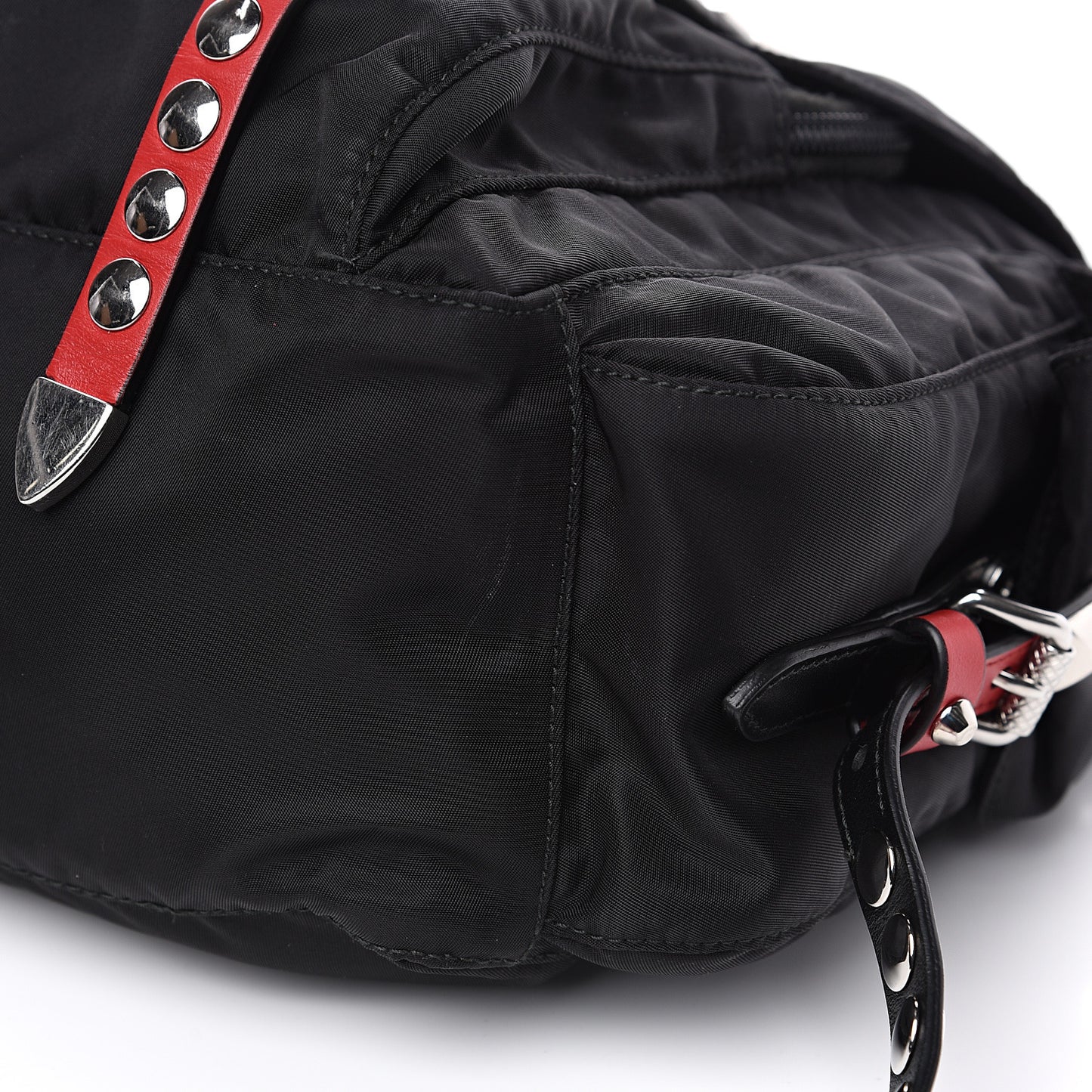 Nylon New Vela Studded Messenger Black Fuoco