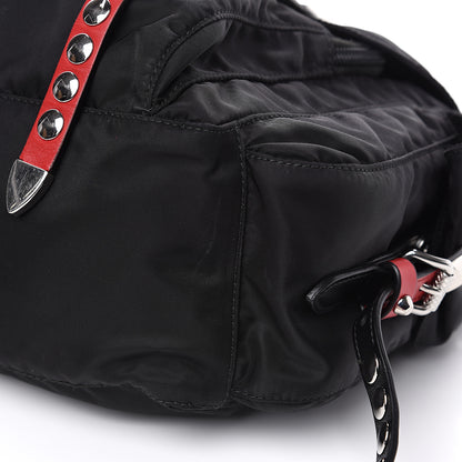 Prada Nylon New Vela Studded Messenger Black Fuoco 8 of 10