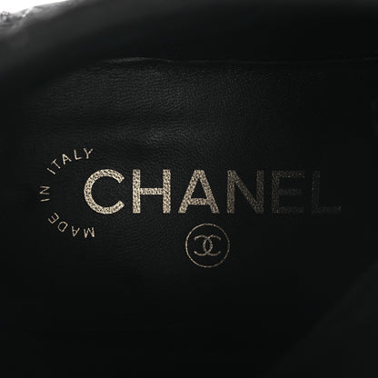 Chanel Grosgrain Tweed Pearl CC Combat Short Boots 39 Black 9 of 13