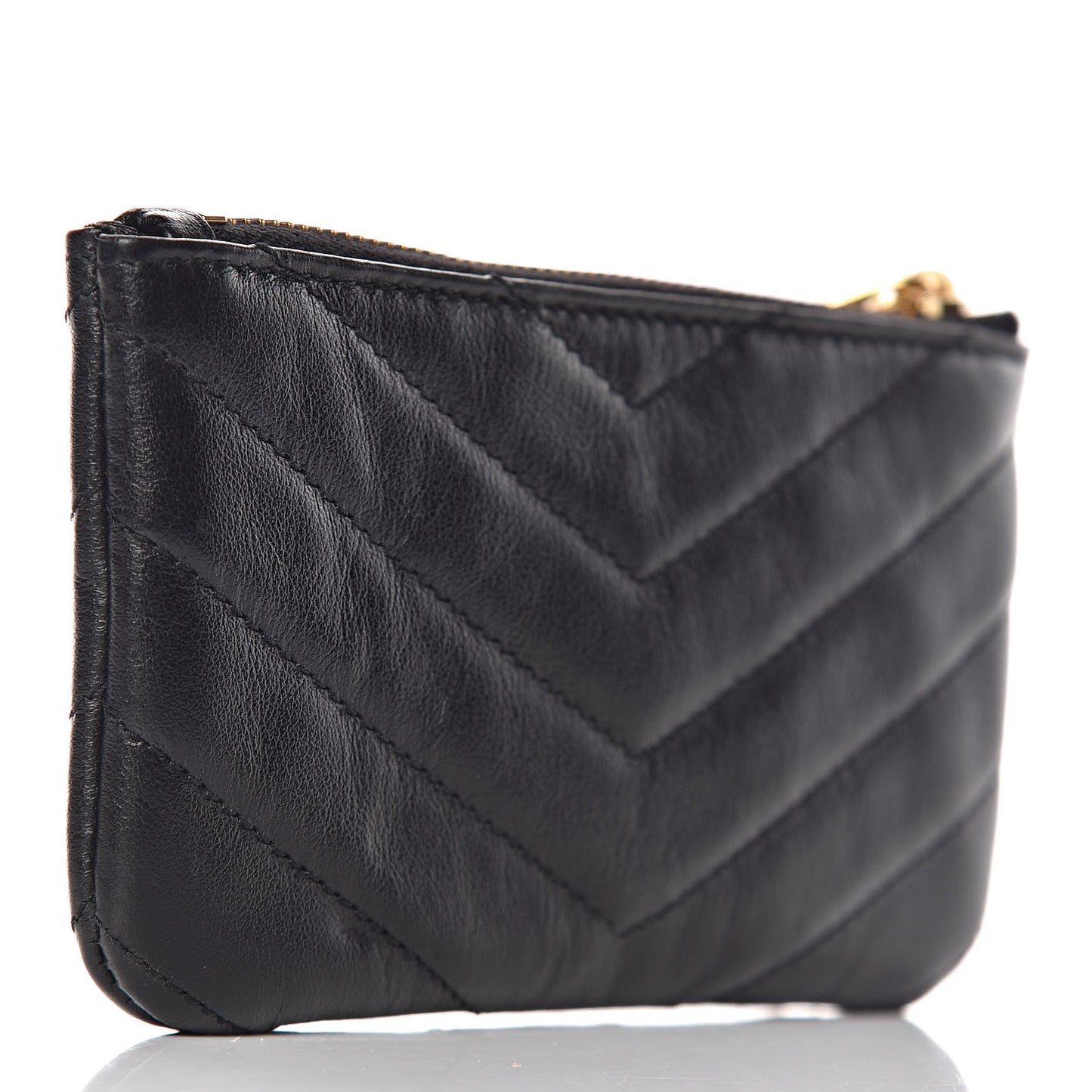 Calfskin Matelasse Monogram Key Pouch Black