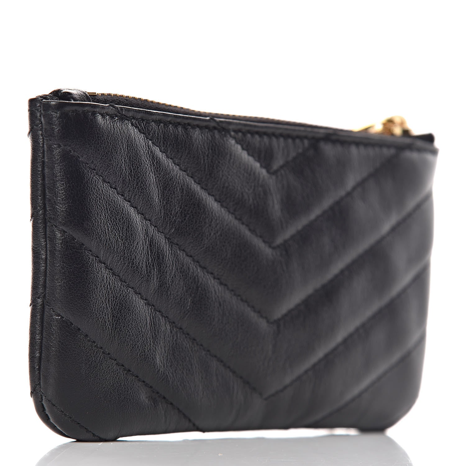 Saint Laurent Calfskin Matelasse Monogram Key Pouch Black 3 of 8