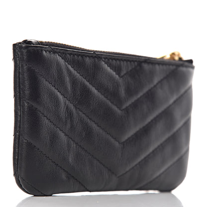 Saint Laurent Calfskin Matelasse Monogram Key Pouch Black 3 of 8