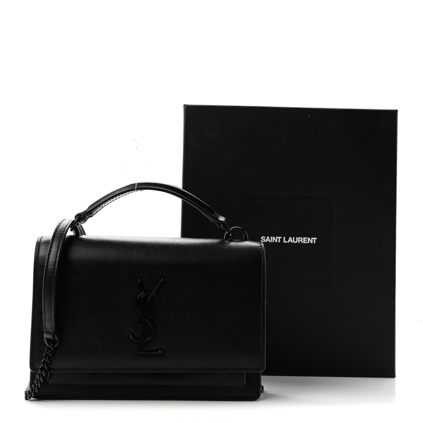 Calfskin Monogram Sunset Chain Wallet Black