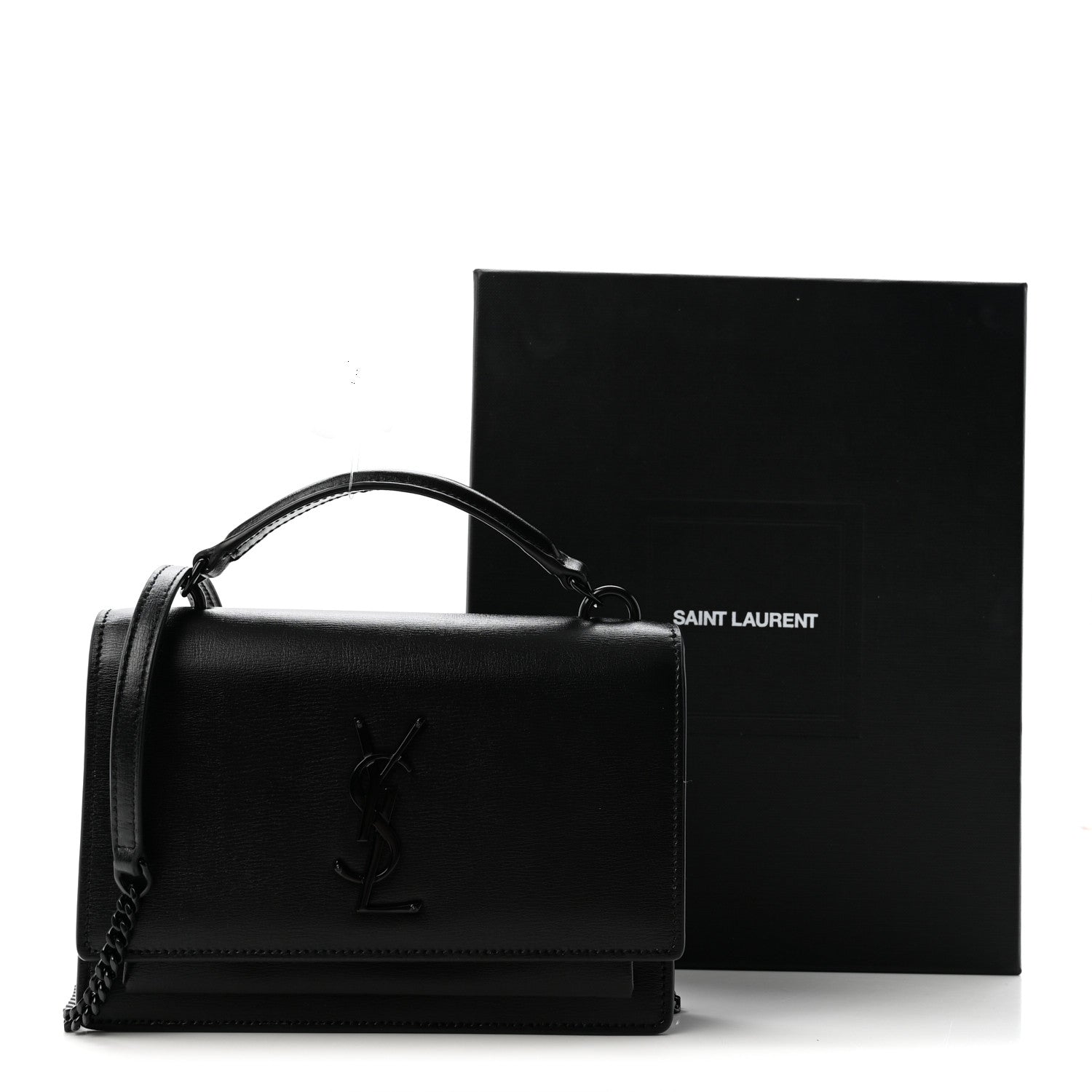 Saint Laurent Calfskin Monogram Sunset Chain Wallet Black 11 of 11