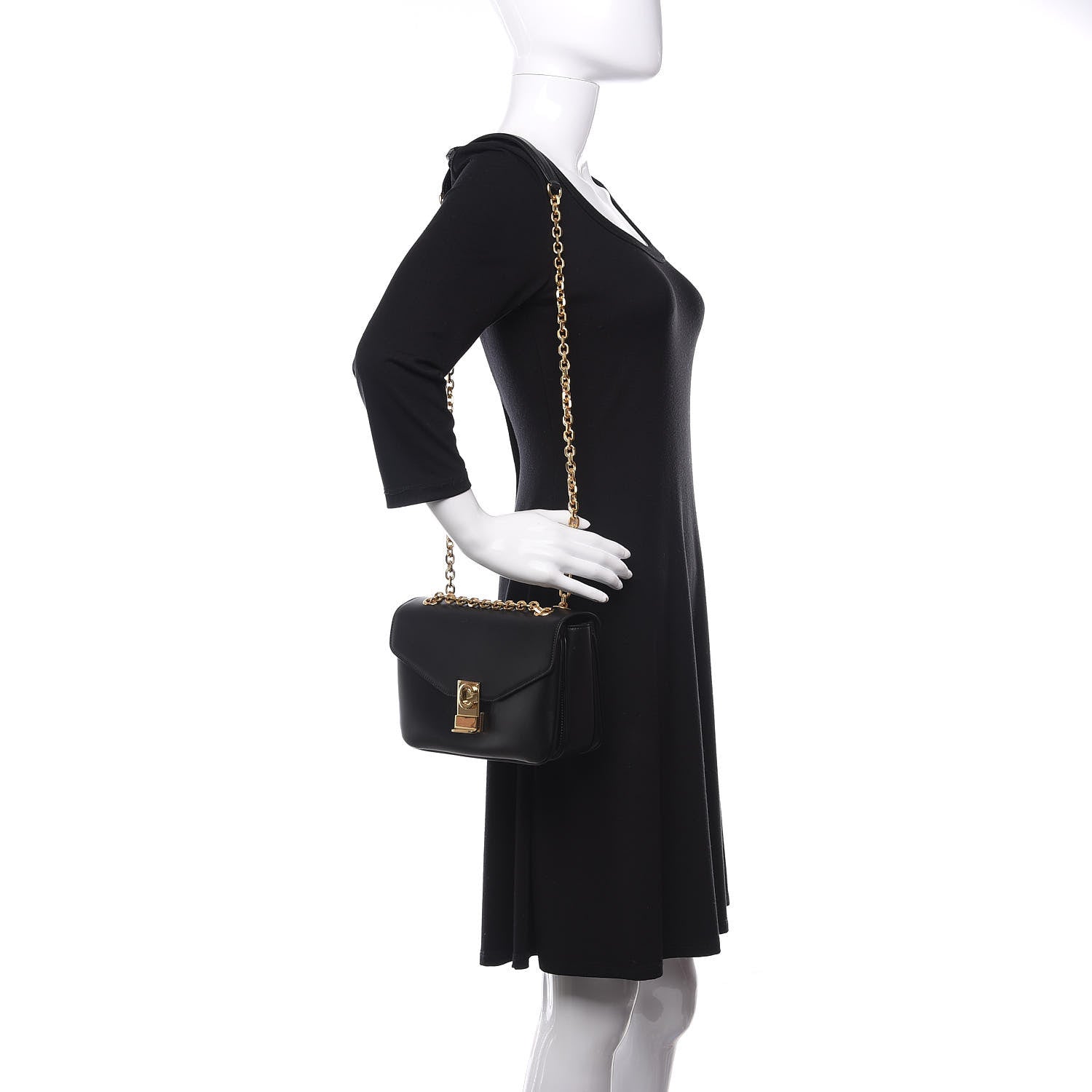 Celine Shiny Calfskin Medium C Bag Black 2 of 9